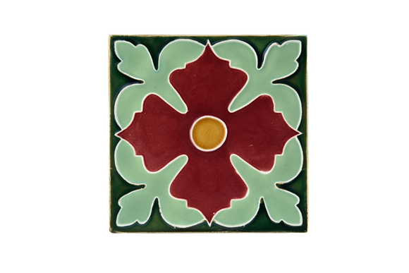 Art Nouveau Dark Green Large Flower Large