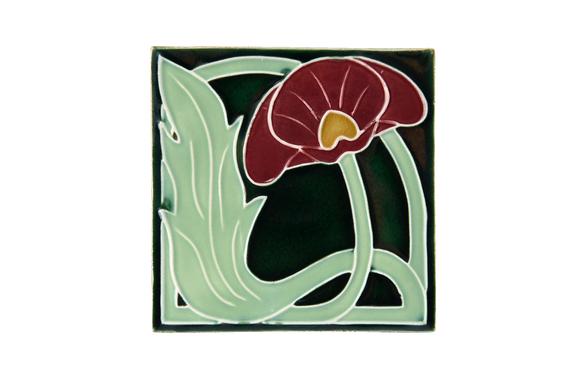 Art Nouveau Dark Green Lily Large