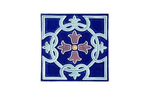 Art Nouveau Navy Royal Flower Large
