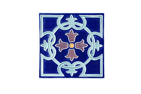 Art Nouveau Navy Royal Flower Large