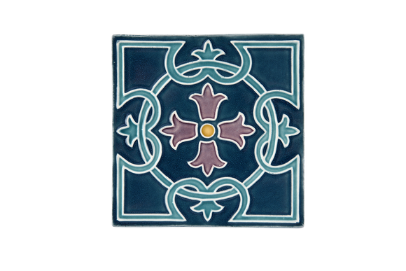 Art Nouveau Teal Royal Flower Large