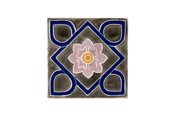 Art Nouveau Grey Square Flower Large