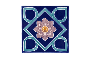 Art Nouveau Navy Square Flower XL