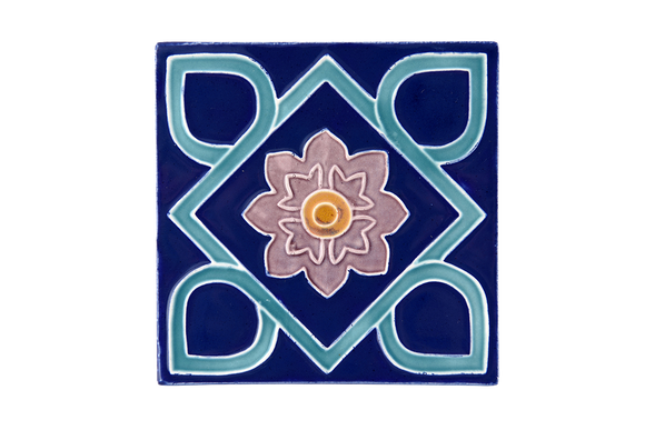 Art Nouveau Navy Square Flower XL