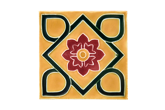 Art Nouveau Yellow Square Flower XL